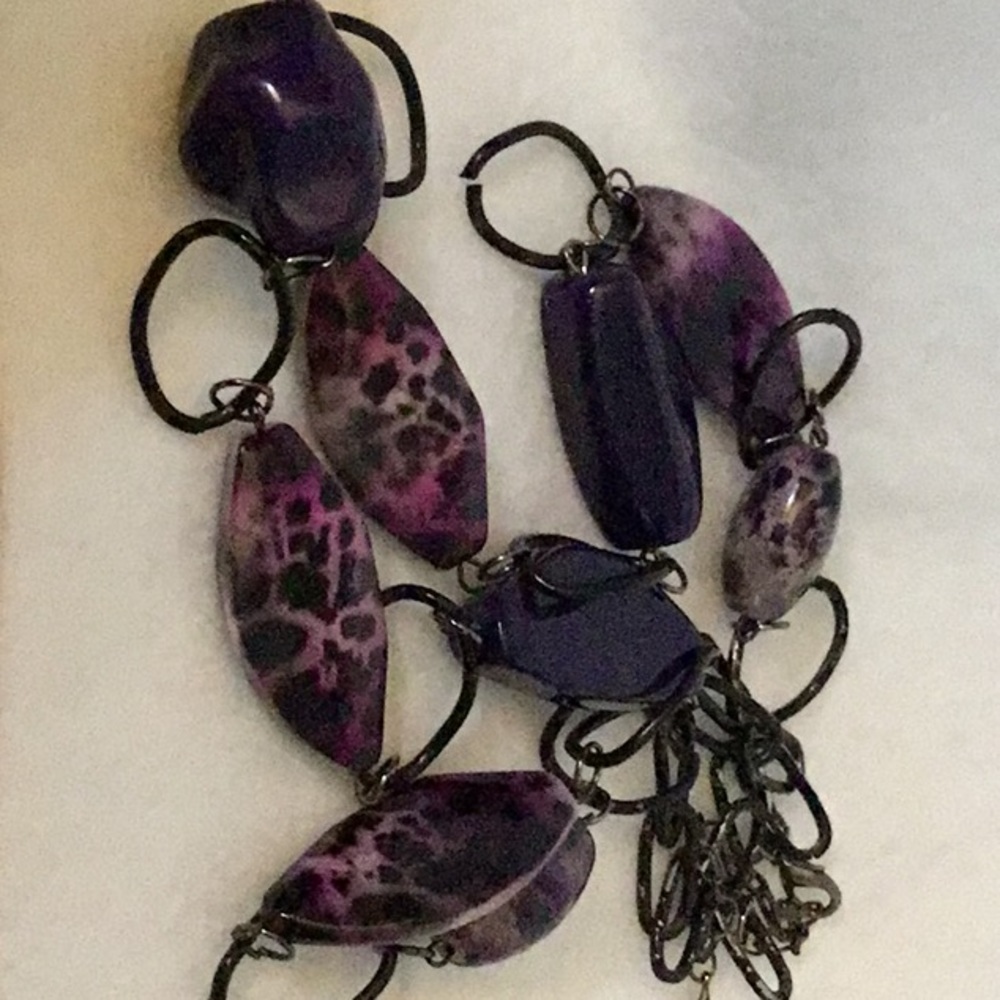 Purple lizard necklace